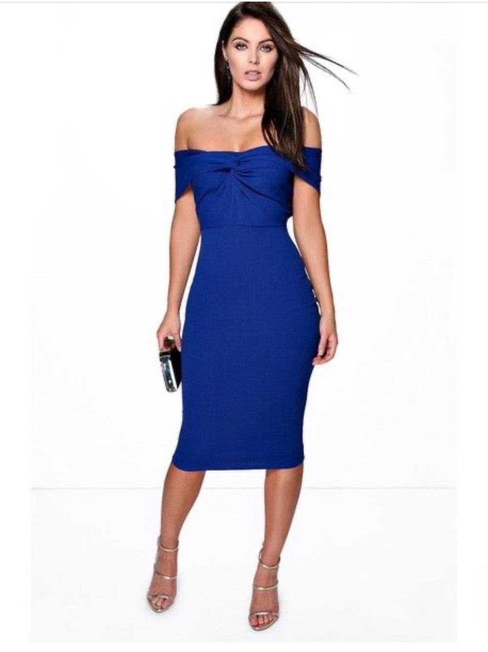 Off shoulder Midi Dress in Royal Blue